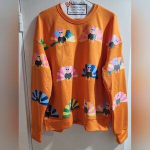 NEW orange glitter turkey sweatshirt